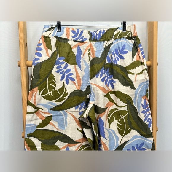 TAHARI 💯 Linen tropical print wide leg crop pants size L. - Picture 2 of 12